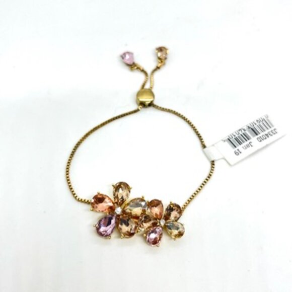 NWT ISAAC MIZRAHI LIVE PINK PURPLE RHINESTONE ADJUSTABLE BRACELET GOLD TONE - Picture 2 of 10